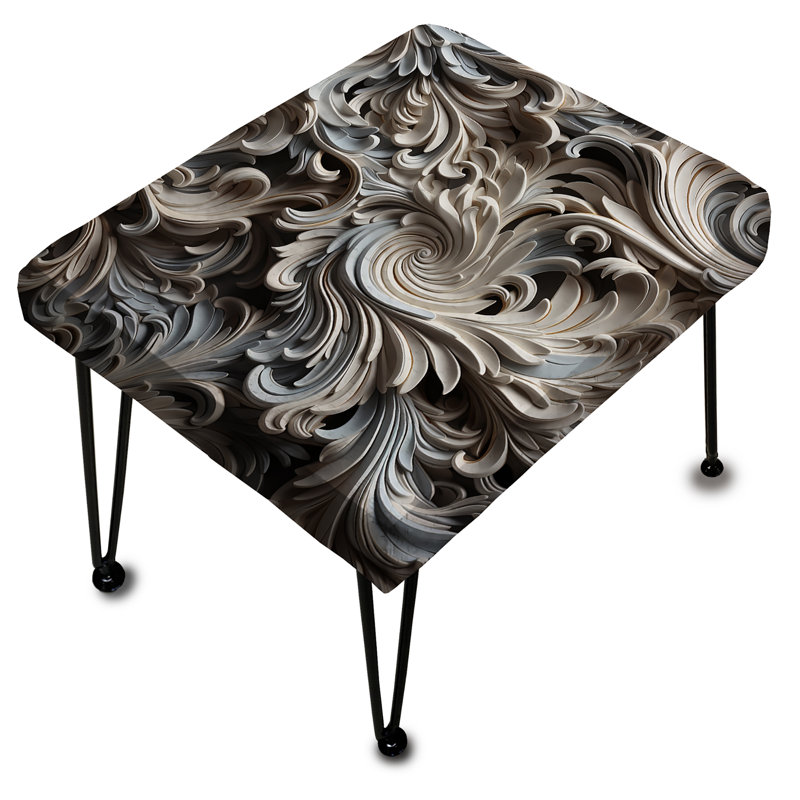 Beige And Silver Sphinx Paisley Pattern - Paisley Rectangle Ottoman