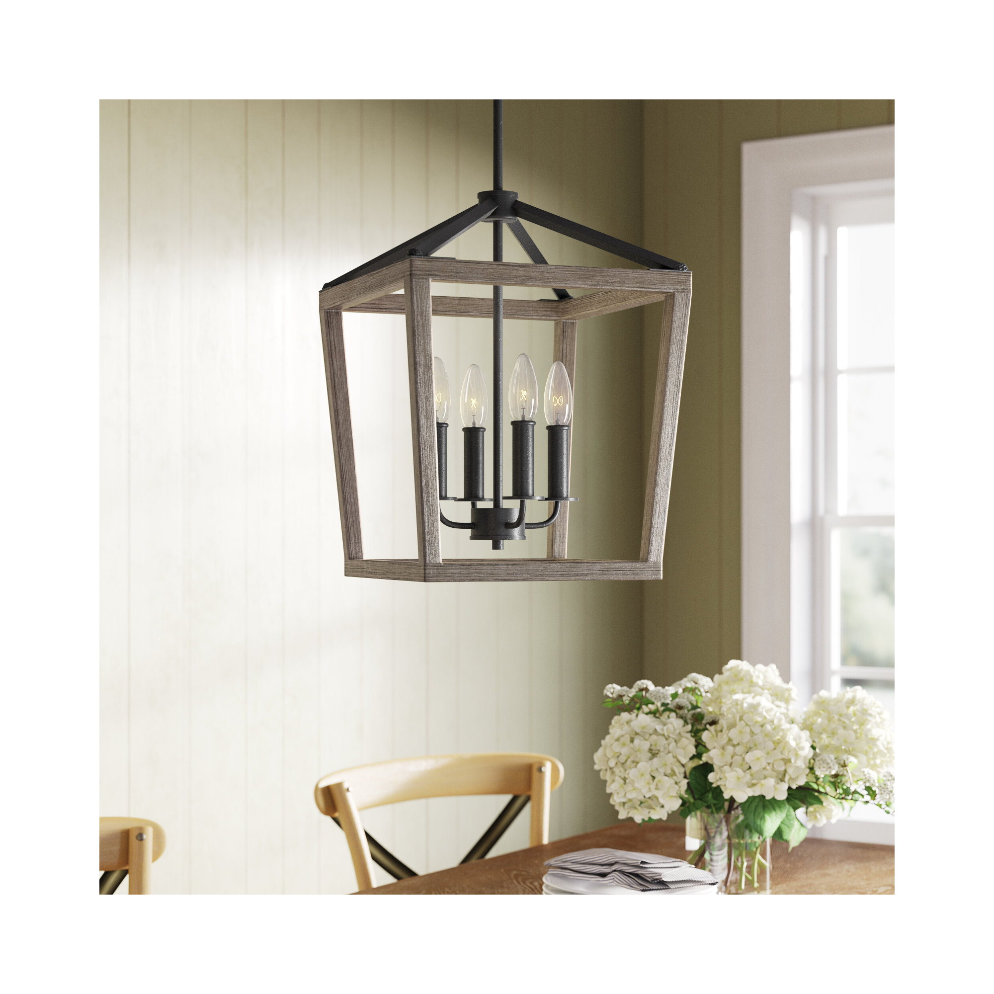 Icarus 4 - Light Lantern Geometric Chandelier, 62.5" H x 12" W x 12" D
