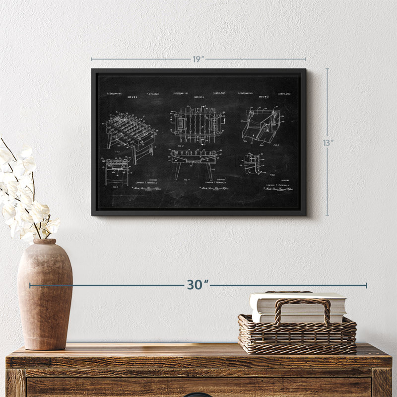 Brevet «Soccer Table BW vernis sur toile», H 13 po x l 19 po