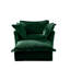 Ensemble de 2 fauteuils d'appoint et repose-pieds vert en velours côtelé vert avec housse amovible et grands coussins de salon