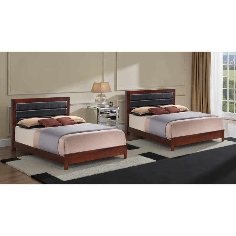 Ensemble de lit double en similicuir Imatra Cherry, Cerisier, Double
