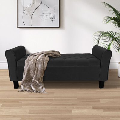 51'' Upholstered Flip Top Tufted Storage Bench