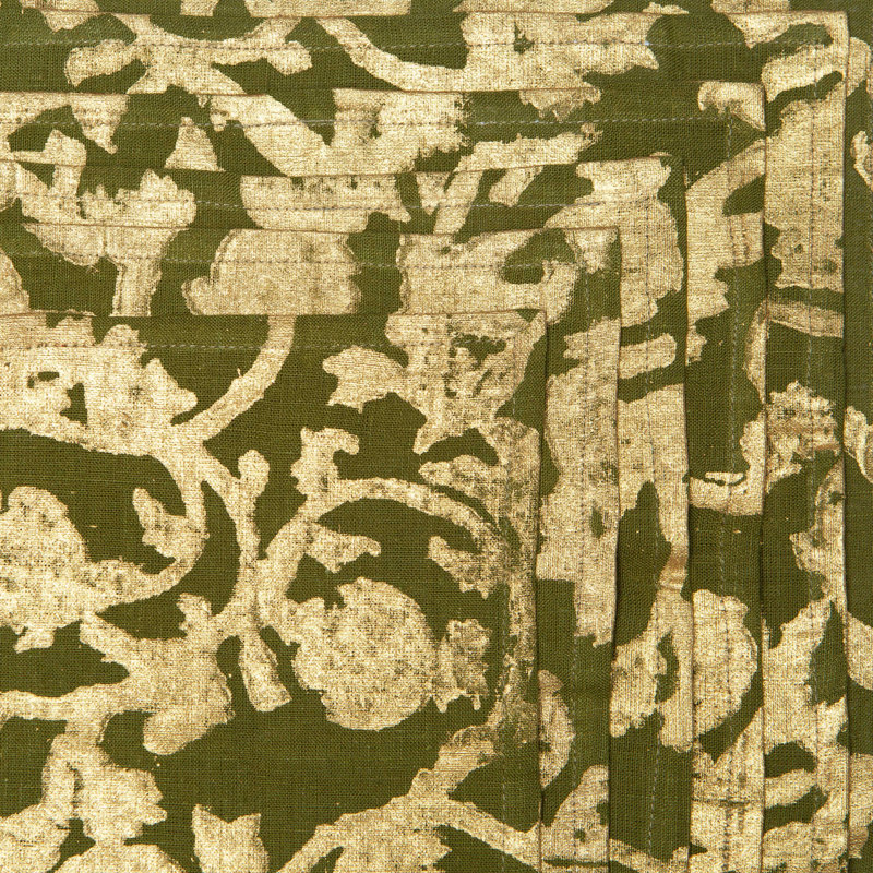 Saint-Rémy D’Or 100% Linen Square Napkins, 19" x 19", Vert