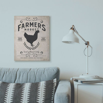« agriculteurs market coq animal texture design word », impression sur toile