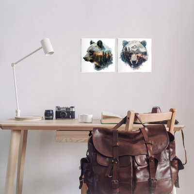«Woodland Bear Forest Silhouettes», ensemble de 2 plaques murales par LSR Design Studio