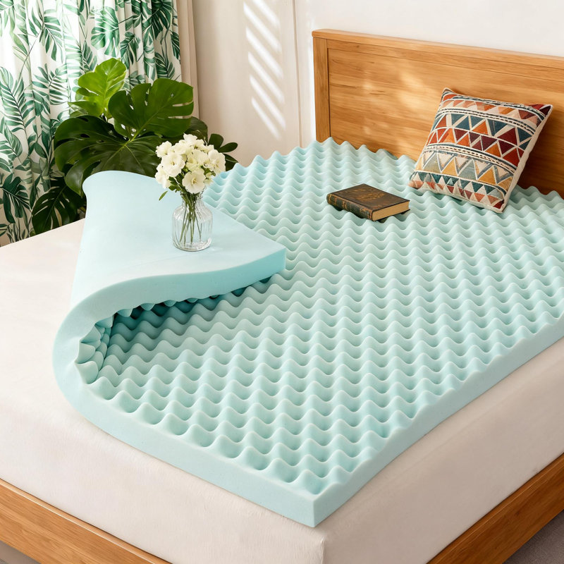 3 Inch Egg Crate High-Density Memory Foam Mattress Topper - Gel-Infused Cooling Breathable, Full-Sleep-Position Support, Back Pain Relief, Certipur-US Certified