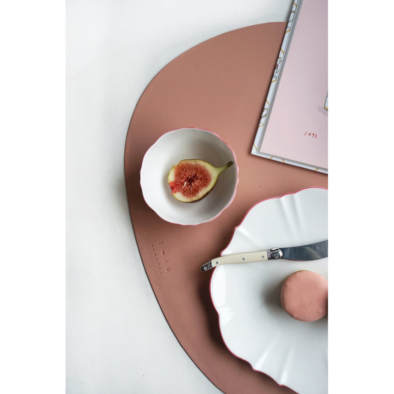 Amelie Bone China Rice Bowl, White/Pink
