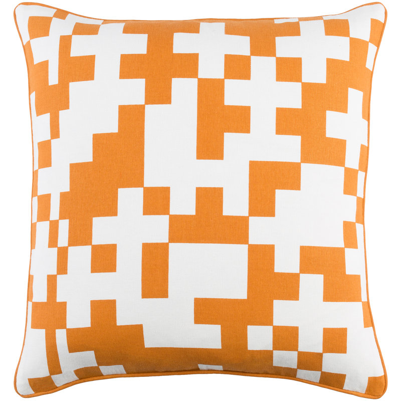 Housse de coussin en coton Inga, Blanc / orange, Duvet