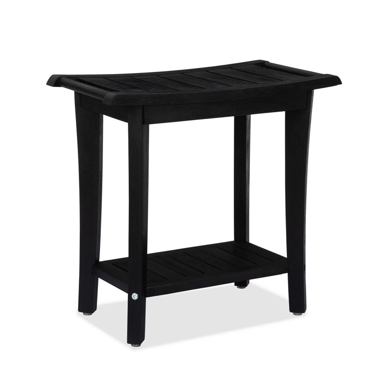 19"W Solid Wood Shower Bench, Black