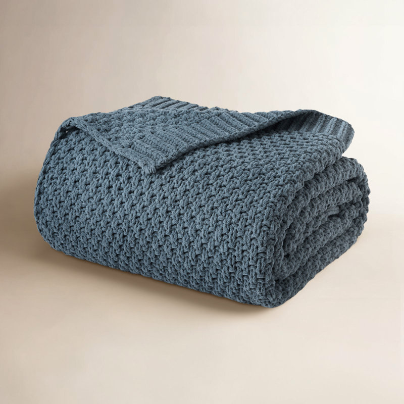 Jeté Chunky, Bleu orageux, L 60 po x l 50 po