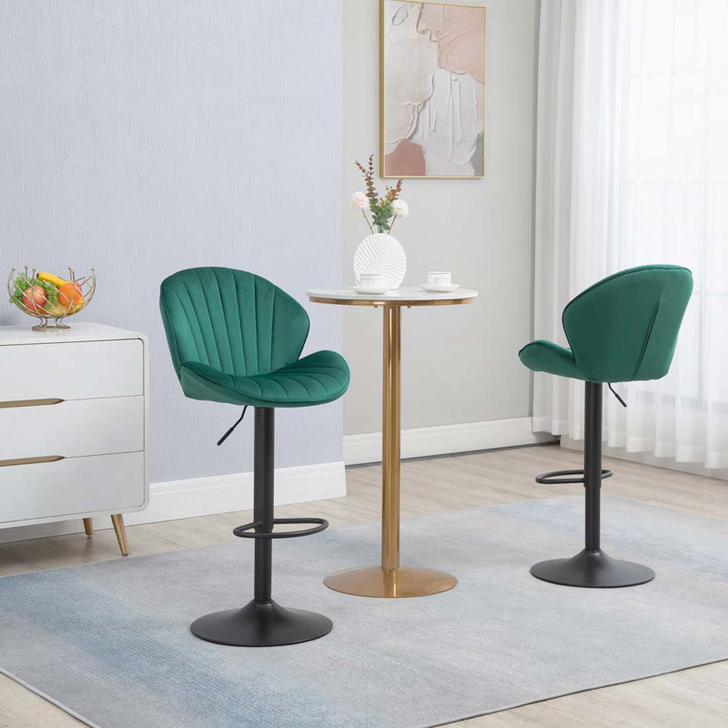 Tabourets réglables avec dossier et repose-pieds, chaises de bar à hauteur de comptoir pour la cuisine, Vert