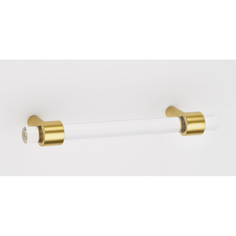 Modern Polished Brass and Acrylic Bar Pull with Mounting Hardware
