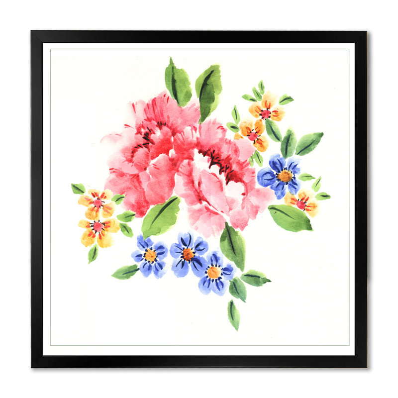 Belles fleurs roses naturelles - sur, Cadre noir, H 16 po x l 16 po x P 1 po