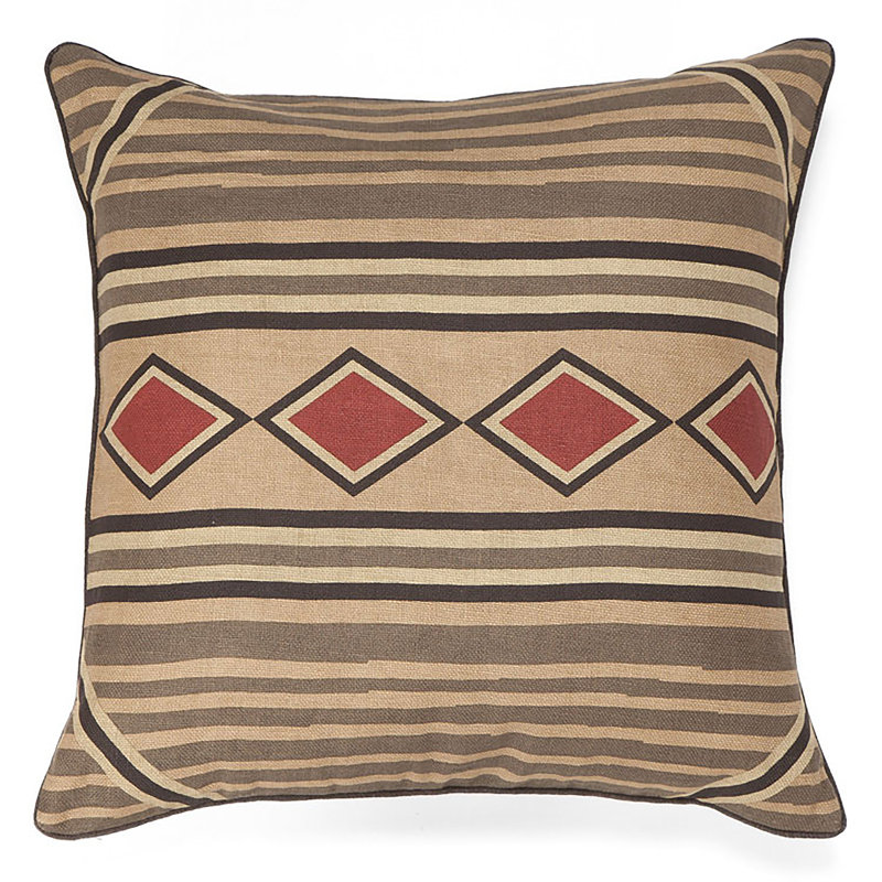 Mesa Linen Square Pillow Cover & Insert, Red/Brown Geometric