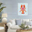 «Bright Boho Lobster on Stripes», estampe numérique, design par Indira Prieto | IndySign-1387041203-1387041207