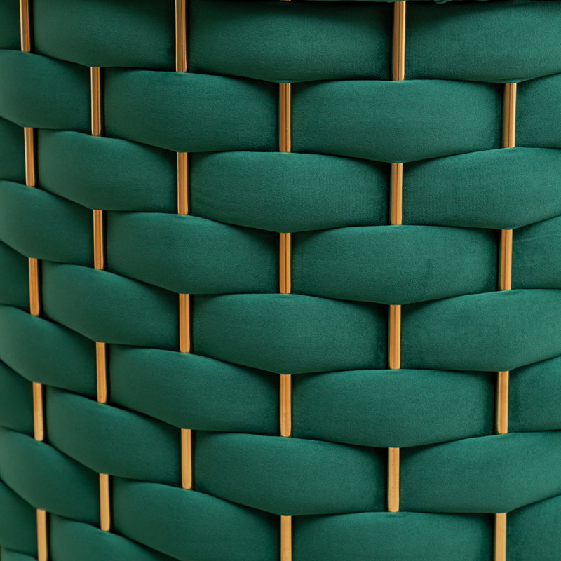 Occie Velvet Swivel Barrel Chair, Dark Green