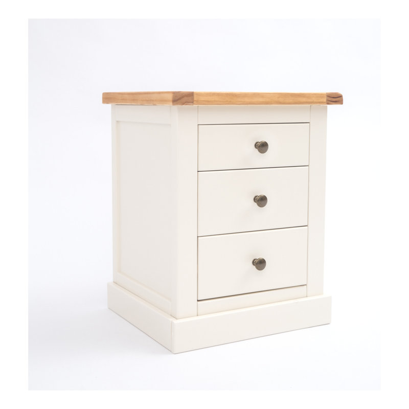 Clarke 45 cm W Bedside Table, White/Antique Brass