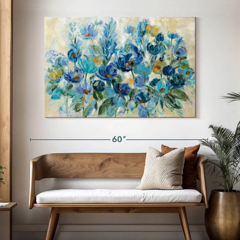 Avery Scattered Blue Flowers, 34" H x 51" W