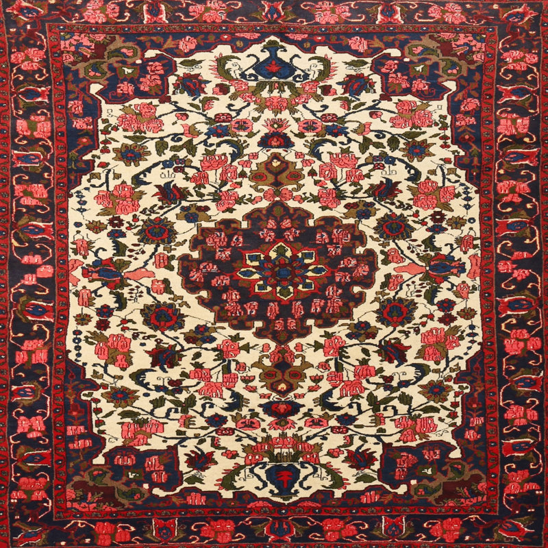 Tapis traditionnel rouge / beige Rockmeade, Carré 8 pi