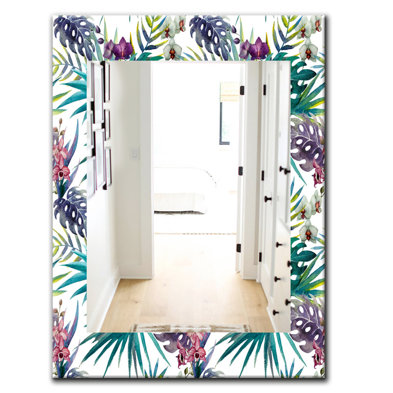 Miroir mural à feuillage d’ambiance tropical 17, H 24 po x l 32 po