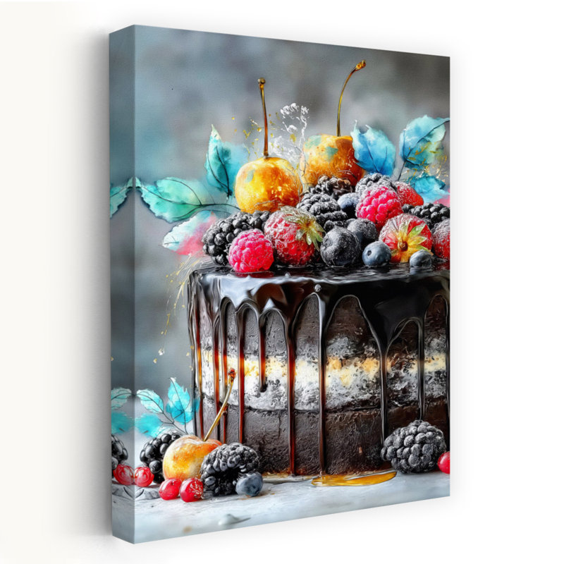 Chocolate Cake 5 Food Art Classic Rustic Contemporary Wall Art Print 1 Piece Wrapped Canvas Wall Art, 60.96cm H x 40.64cm W