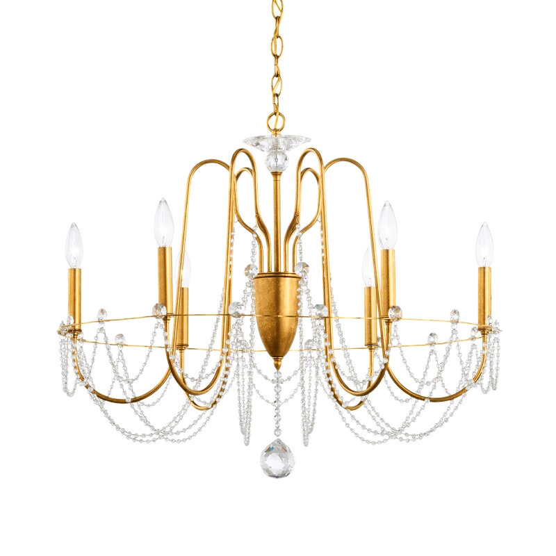 Esmery 6 - Light Chandelier, Clear Heritage Crystal, French Gold