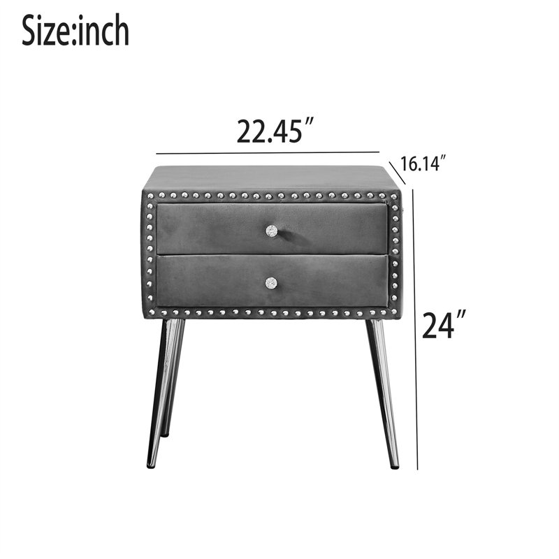 22.45'' W Solid Wood Nightstand, Gray