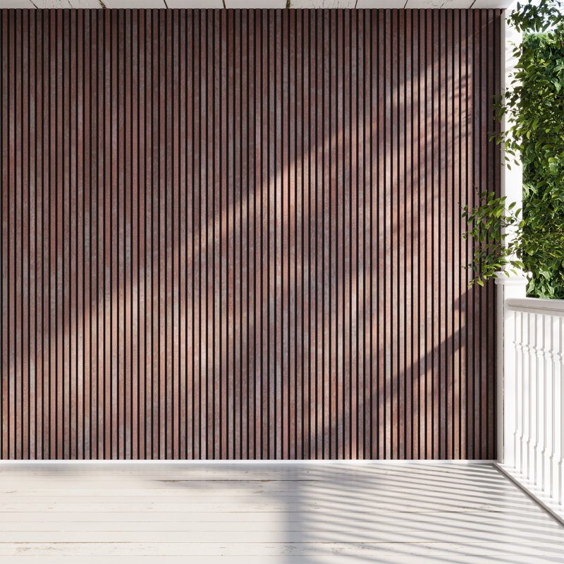 4PC x 106" x 12.6" Vintage Wood Slat Acoustic Wall Panels,  Soundproof 3D Distressed Finish Wall Paneling, UV Coated (Set of 4 / 37.1 sq.ft.)