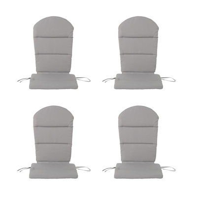 Set of 4 Grey Adirondack Chair Cushions for Outdoor Patio Seating