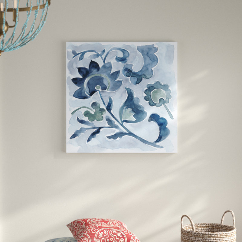 Peinture sur toile tendue Indigo Ornament VI, H 30 po x l 30 po