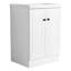 Armoire de salle de bain autoportante 24 po avec lavabo en résine blanche, portes à fermeture douce et poignées en métal - style évier garde-robe moderne-248764206-248764200