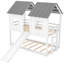 Twin Over Bunk Bed With Windows - Provide A Relaxing And Safe Sleep Space House Slide Made Of Materials For Long-term Use