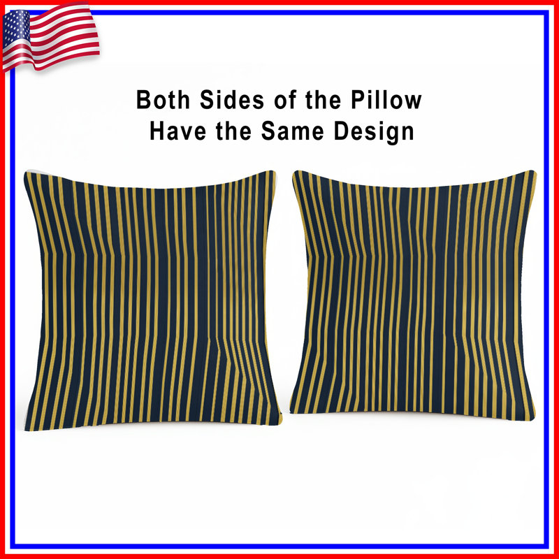 Coussin décoratif noir à rayures, motif double face, 20 po x 20 po