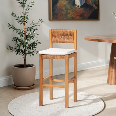 Adrika Woven Seagrass Bar Stool in Honey/Natural Brown, 43.12'' H X 17.11'' W X 19.15'' D