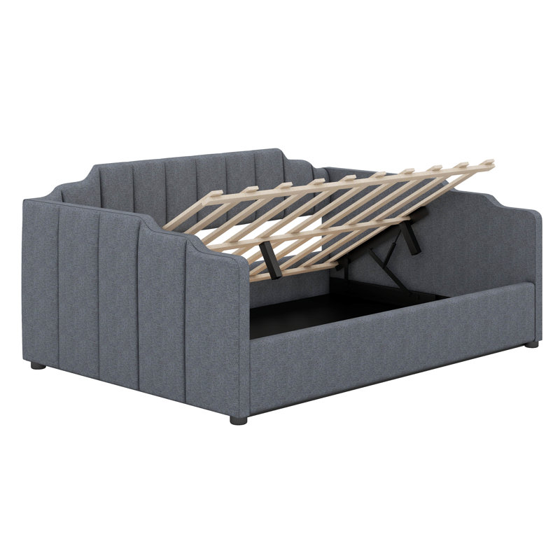Upholstered Daybed With Underneath Storage, Full, Gray