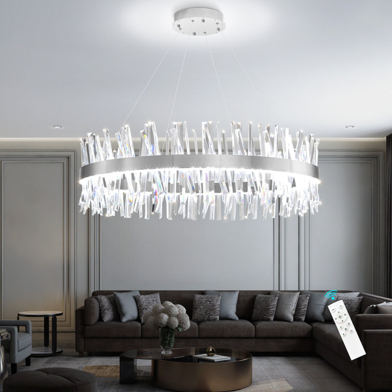 Lustre en cristal Glam, Noir mat, H 78 po x l 32 po x P 32 po