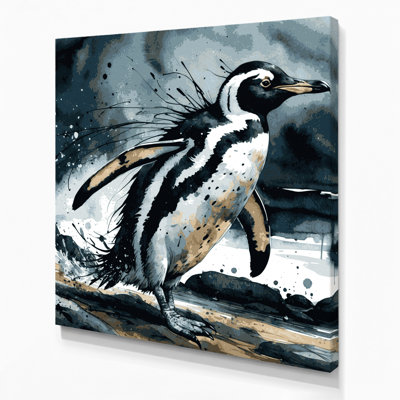 Wildlife African Penguin Blue Canvas Wall Art