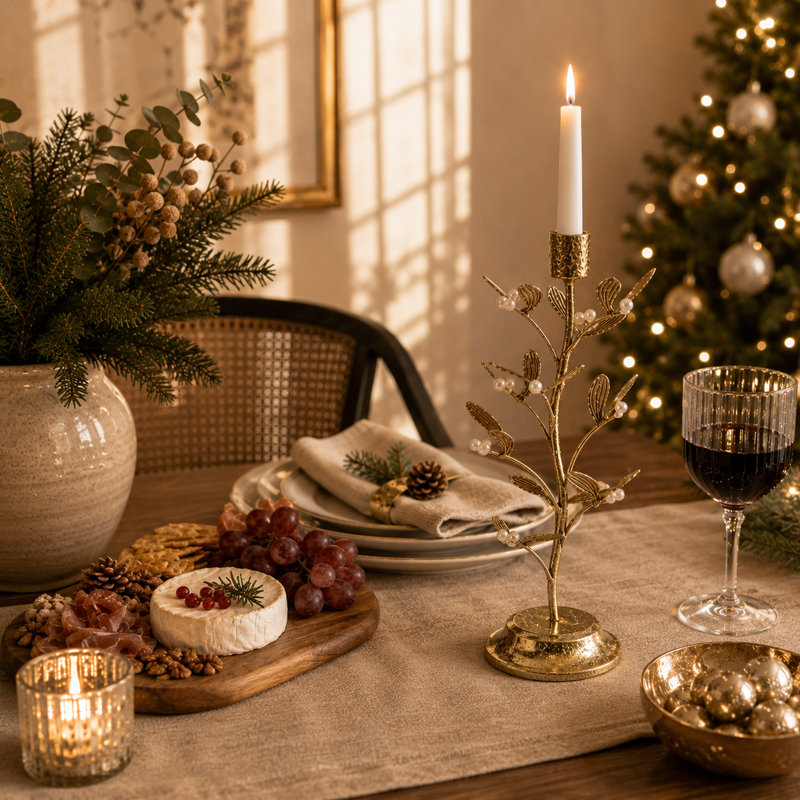 Porte-bougies Iron Mistletoe (lot de 2) - Bougeoirs décoratifs à branches, 12"