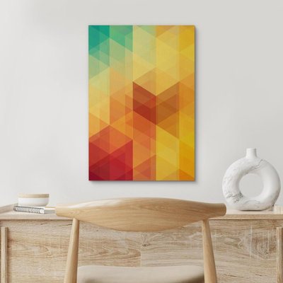 " Orange Opitcal Illusion Polygon Pattern Shapes Modern Art Contemporary Colorful "