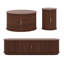 Ensemble de meuble télé en bois et table basse avec portes coulissantes cannelées, console média avec poignées dorées-120133613
