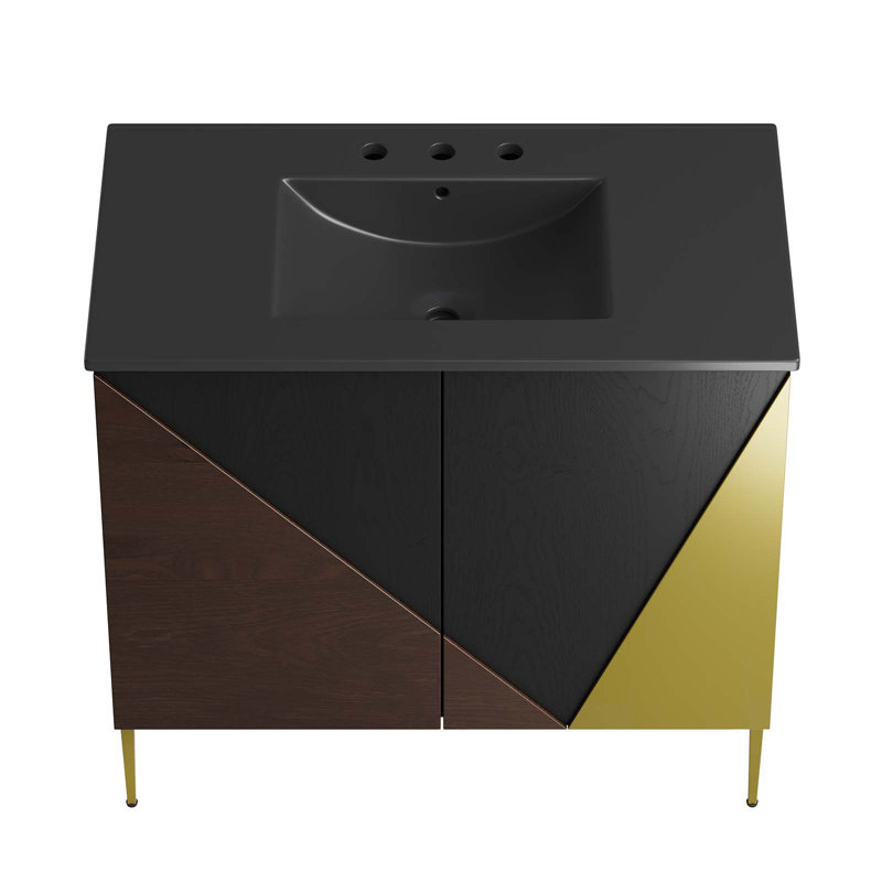 Modway Alchemist 36'' Free Standing Single Bathroom Vanity with Manufactured Wood Top, Black