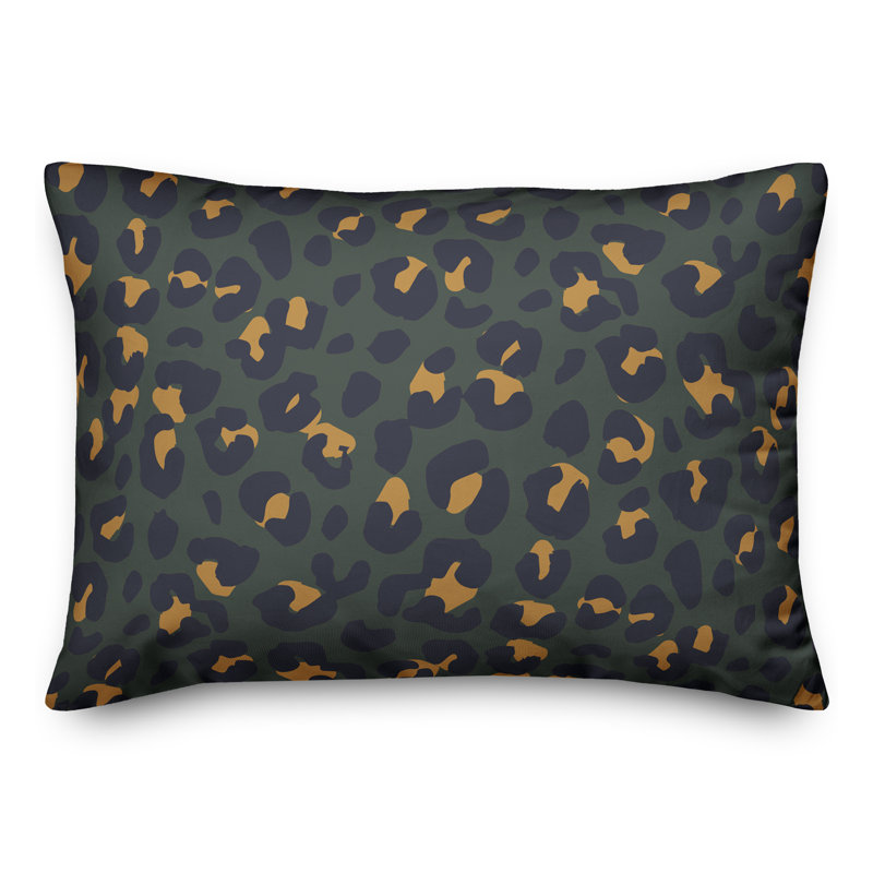 Coussin lombaire rectangulaire à imprimé animal, Vert