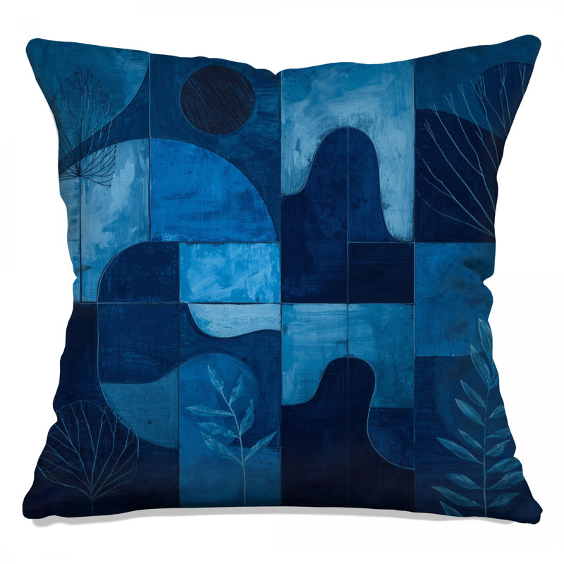 Coussins décoratifs à formes géométriques abstraites bleues, 16 po x 16 po