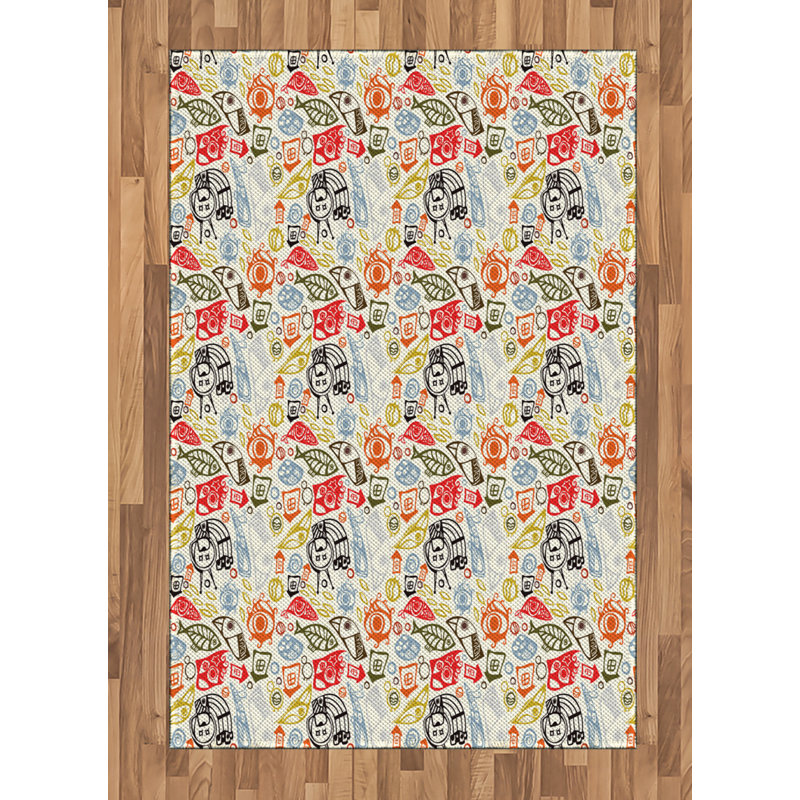 Funky High Density Long Fiber Poly Threads Decorative Area Rug Carpet, Rectangle 4' x 5'8"