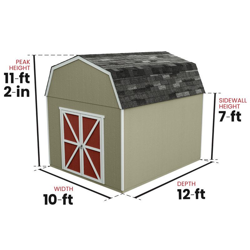 Braymore Wood Storage Shed, 10' W x 12' D, No, With Floor