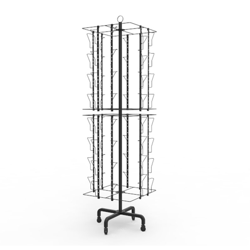 Fixturedisplays® Up To 17.2" 32-Pocket Adjustable Display Rack, Double Tier Greeting Post Card Christmas Holiday Spinning Rack Stand 11603-L-BLK