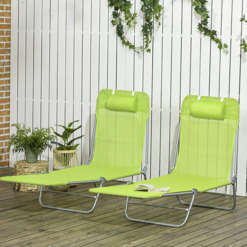 Chaises longues pliantes et bronzantes pliantes de 2, 6 chaises inclinables à dossier inclinable, pour chaises de plage, de jardin et de patio, 2 pièces,