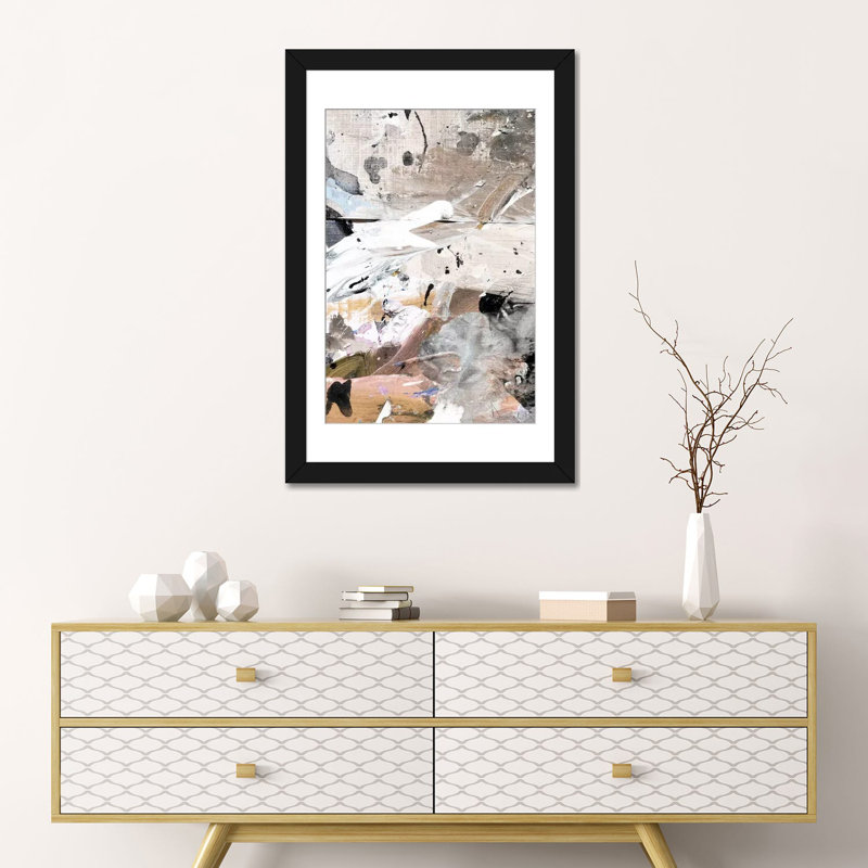 «Earth III», reproduction sur toile, H 24 po x l 16 po x P 1 po, Papier d'art encadré noir, Blanc