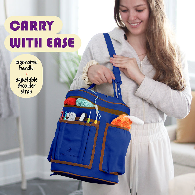 Crochet Bag and Accessories Organizer Case, Royal Blue