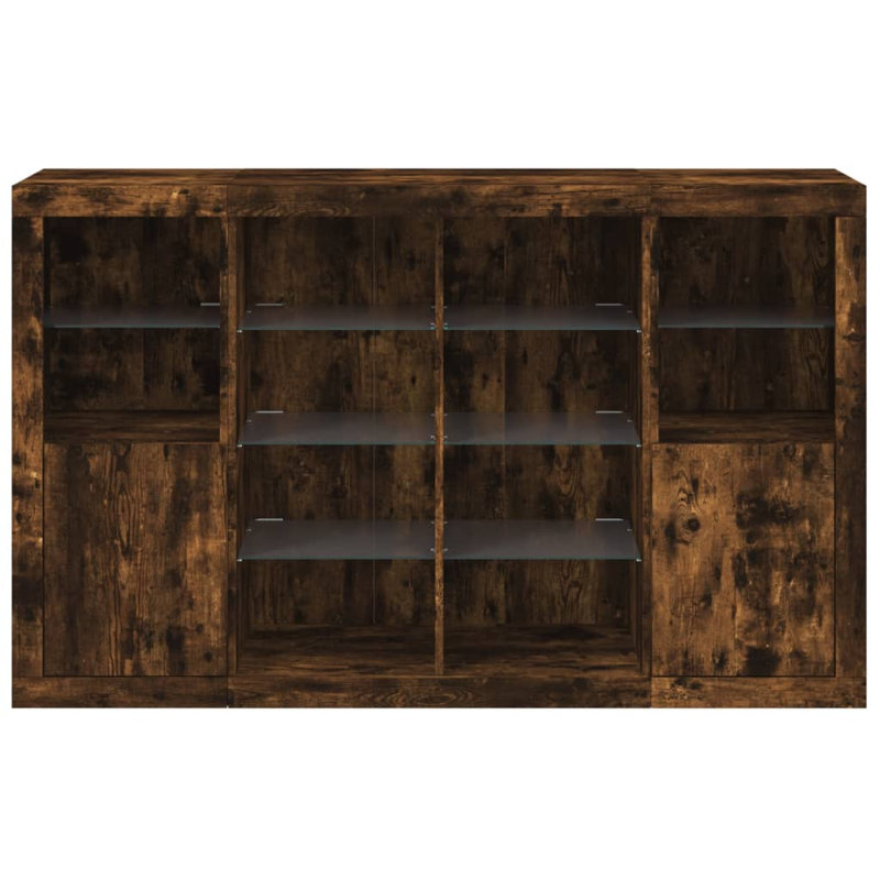 Azyra 163 cm W Glass Sideboard, Smoked Oak
